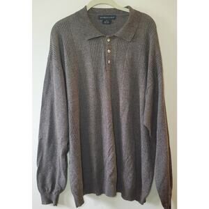 Northern Isles Mens XXL Gray Shell Button Collar Cotton Ramie Pullover Sweater